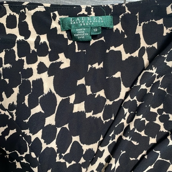Lauren Ralph Lauren brocade Animal Print Front Ruched Sleeveless Dress Size 12 - Picture 4 of 11